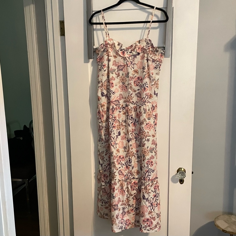 NWT WHO WHAT WEAR TEA PARTY BLOOM FLORAL STRAP RUFFLE DRESS